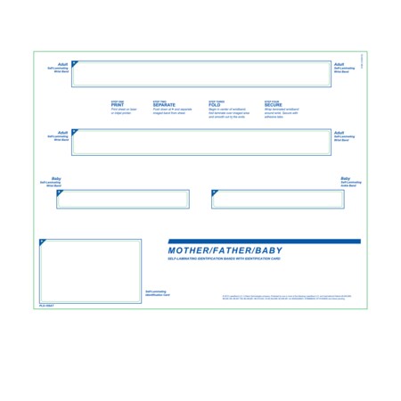Nevs Laser Band - Mother/Father/Baby Wristbands w/ID Card 8-1/2" x 11" LB-13